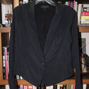 Rag and Bone Black Nylon & Leather Blazer Jacket  12 NWOT $468